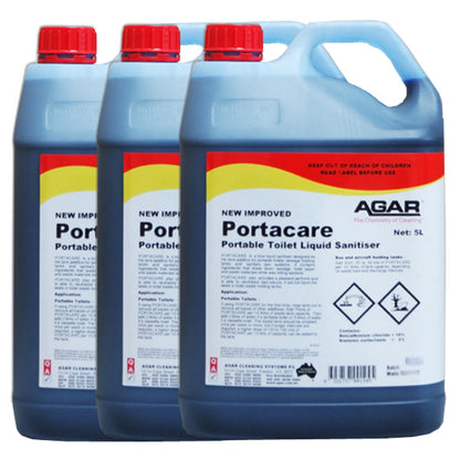 Agar | Portacare Portable Toilet Sanitiser Carton Quantity | Crystalwhite Cleaning Supplies Melbourne