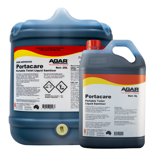 Agar | Portacare Portable Toilet Sanitiser Group| Crystalwhite Cleaning Supplies Melbourne