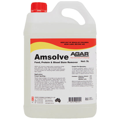 Agar | Amsolve 5Lt Food, Protien and Blood Stain Remover | Crystalwhite Cleaning Supplies Melbourne