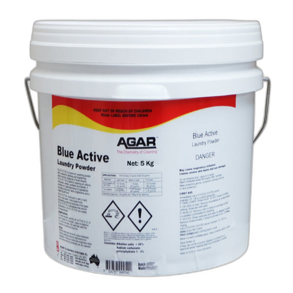 Agar | Blue Active 5Kg Laundry Powder | Crystalwhite Cleaning Supplies Melbourne