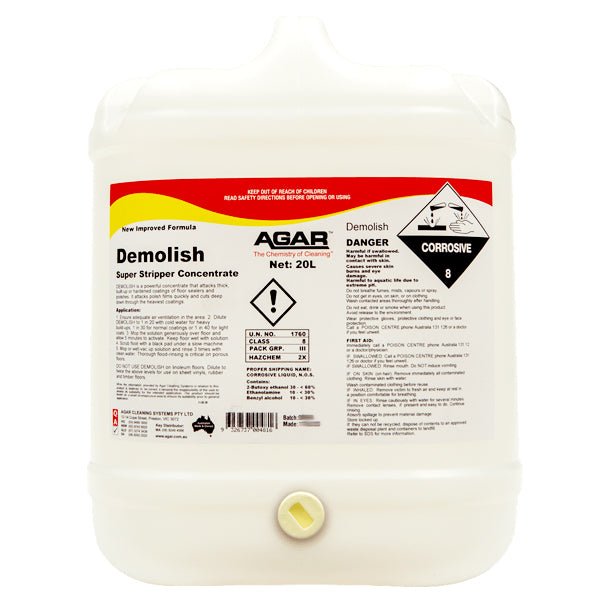 Agar | Demolish Floor Stripper 20Lt | Crystalwhite Cleaning Supplies Melbourne