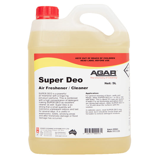 Agar | Super-deo Detergent and Air Freshener 5Lt | Crystalwhite Cleaning Supplies Melbourne