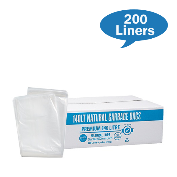 Austar Packaging | Premium Clear 140Lt Rubbish Bin  Liner | Crystalwhite Cleaning Supplies Melbourne