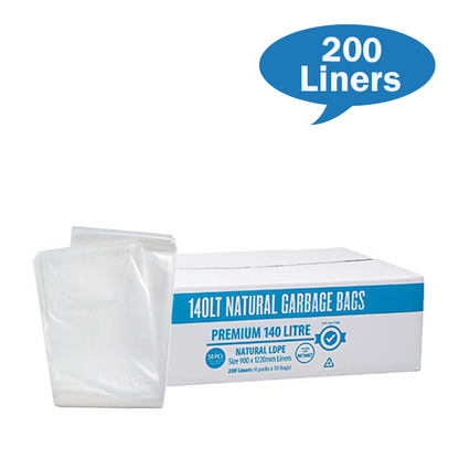 Austar Packaging | Premium Clear 140Lt Rubbish Bin  Liner | Crystalwhite Cleaning Supplies Melbourne