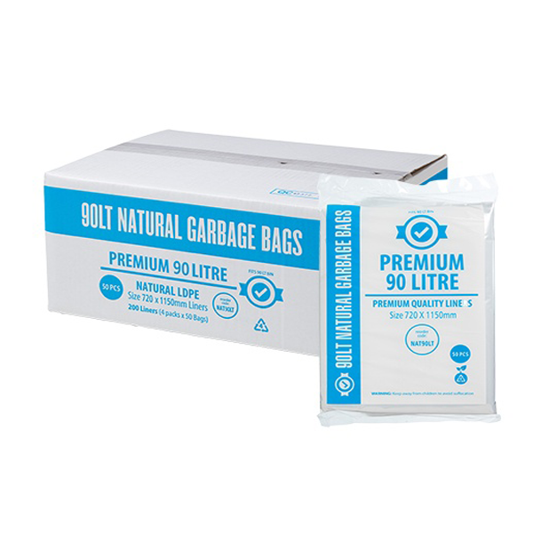 Premium Clear 90Lt Rubbish Bin Liner | Crystalwhite Cleaning Supplies Melbourne