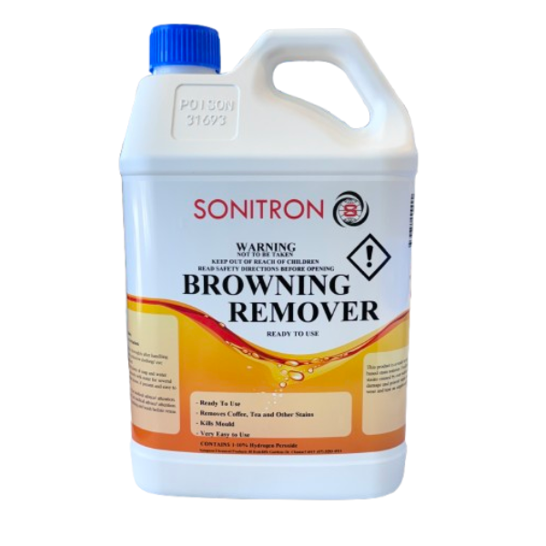 Sonitron | Browning Remover 5lt Hydrogen Peroxide 1-10% | Crystalwhite Cleaning Supplies.