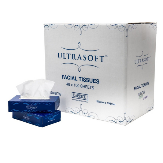 Caprice | Ultrasoft Facial Tissue 100 Sheet | Crystalwhite Cleaning Supplies Melbourne