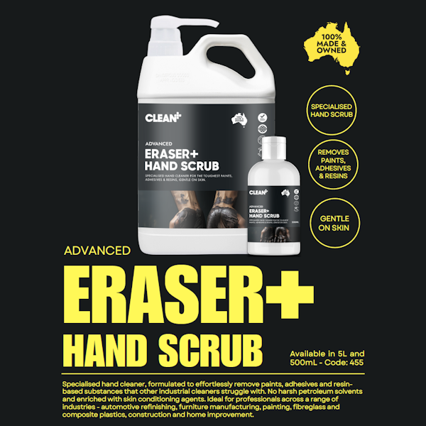 Clean Plus | Advanced Eraser Plus Hand Scrub Banner | Crystalwhite Cleaning Supplies Melbourne