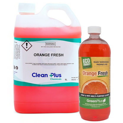 Green Plus | Orange Fresh Spray and Wipe Multi Purpose Cleaner Group | Crystalwhite Cleaning Supplies Melbourne