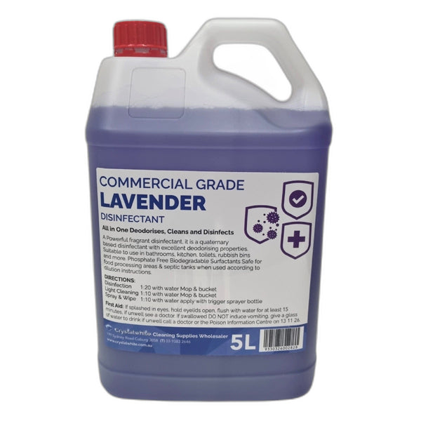 Crystalwhite | Lavender Commercial Grade Disinfectant 5Lt | Crystalwhite Cleaning Supplies Melbourne