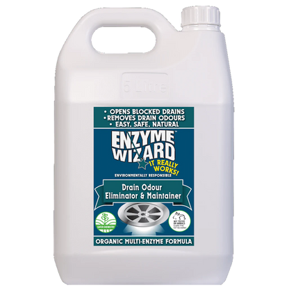 Enzyme Wizard | Drain Odour Eliminator and Maintainer 5Lt | Crystalwhite Cleaning Supplies Melbourne