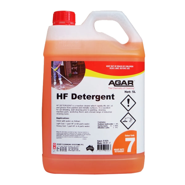 Agar | HF Detergent for Painted and Metallic Surfaces 5Lt | Crystalwhite Cleaning Supplies Melbourne