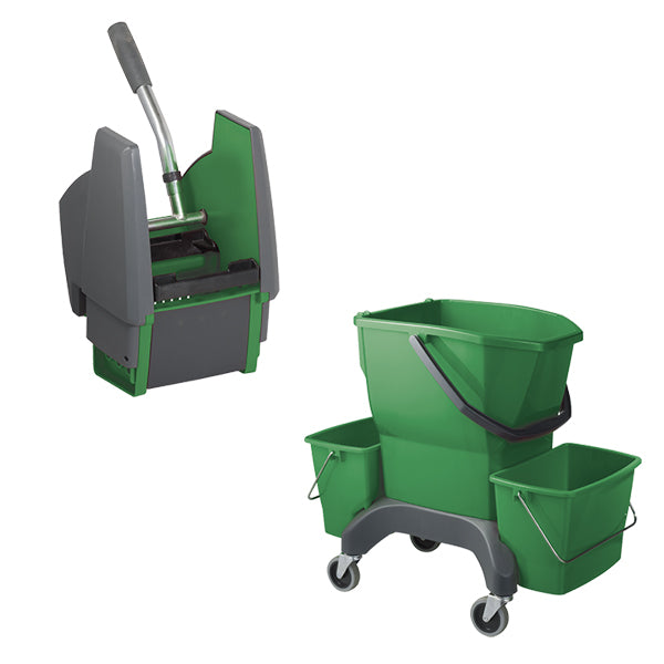 Oates | Ezy Ergo Bucket 25 Litre with Presser Green | Crystalwhite Cleaning Supplies Melbourne