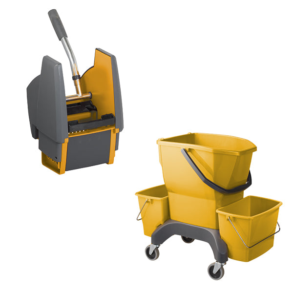 Oates | Ezy Ergo Bucket 25 Litre with Presser Yellow | Crystalwhite Cleaning Supplies Melbourne