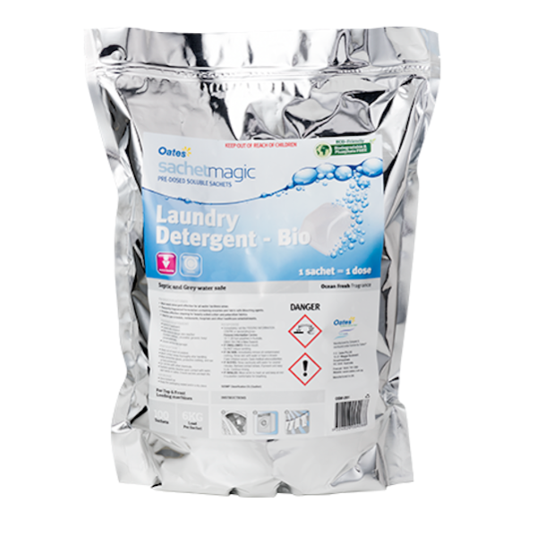 Oates | Laundry Detergent Bio 100 Sachet Inside | Crystalwhite Cleaning Supplies Melbourne