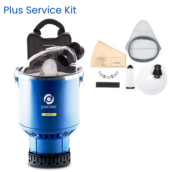 Pacvac | Superpro Backpack Vacuum with Service Kit | Crystalwhite Cleaning Supplies Melbourne