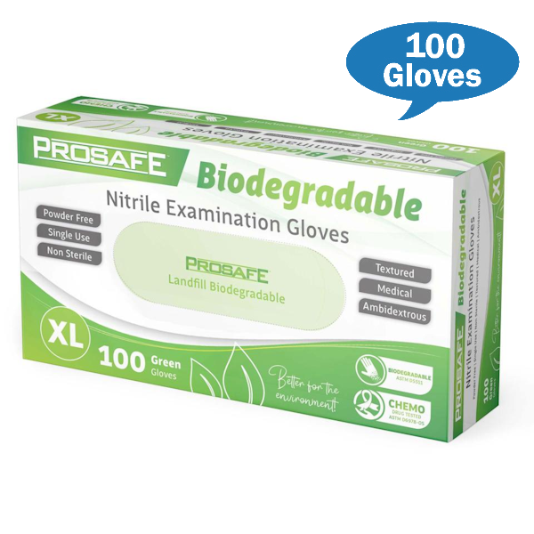 Austar Packaging | Prosafe Green Nitrile  XL Biodegradable Examination Gloves | Crystalwhite Cleaning Supplies Melbourne