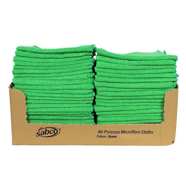 Sabco All Purpose Microfibre Cloth | Blue Red Green Yellow [50 Cloths Box]