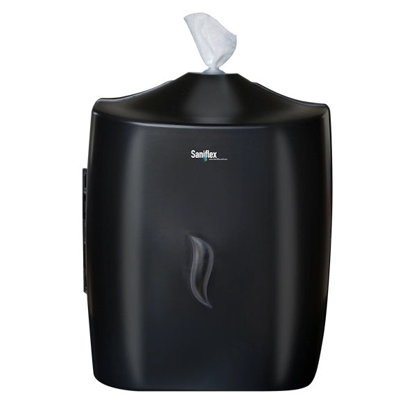 Saniflex | ABS Plastic Wall Mounted Wipe Dispenser Black | Crystalwhite Cleaning Supplies Melbourne