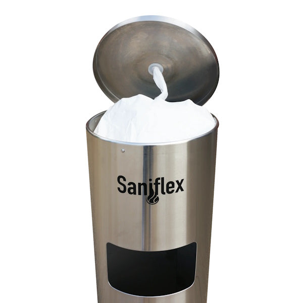 Saniflex | Stainless Steel Dispenser Unit Silver | Crystalwhite Cleaning Supplies Melbourne