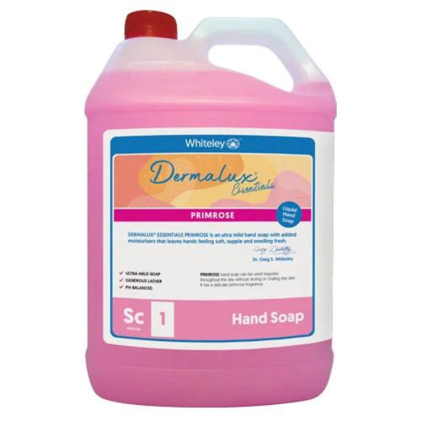 Whiteley | Dermalux Essentials Primrose Hand Soap 5Lt | Crystalwhite Cleaning Supplies Melbourne