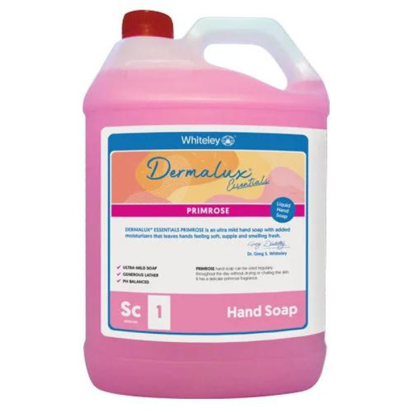 Whiteley | Dermalux Essentials Primrose Hand Soap 5Lt | Crystalwhite Cleaning Supplies Melbourne.