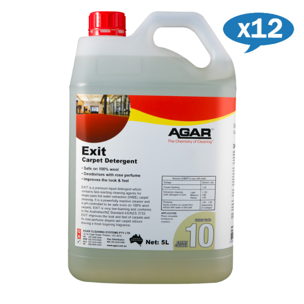 Agar | Wholesale Exit Carpet Detergent 5Lt | Crystalwhite Cleaning Supplies Melbourne