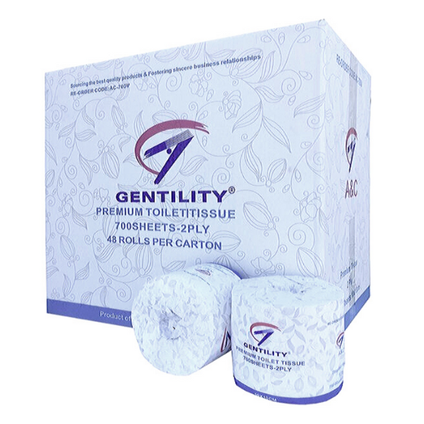 Gentility |Premium 2-Ply 700 Sheet Toilet Paper | Crystalwhite Cleaning Supplies Melbourne.