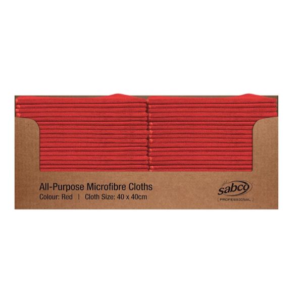 Sabco | All Purpose Red Microfibre Cloths | Crystalwhite Cleaning Supplies Melbourne